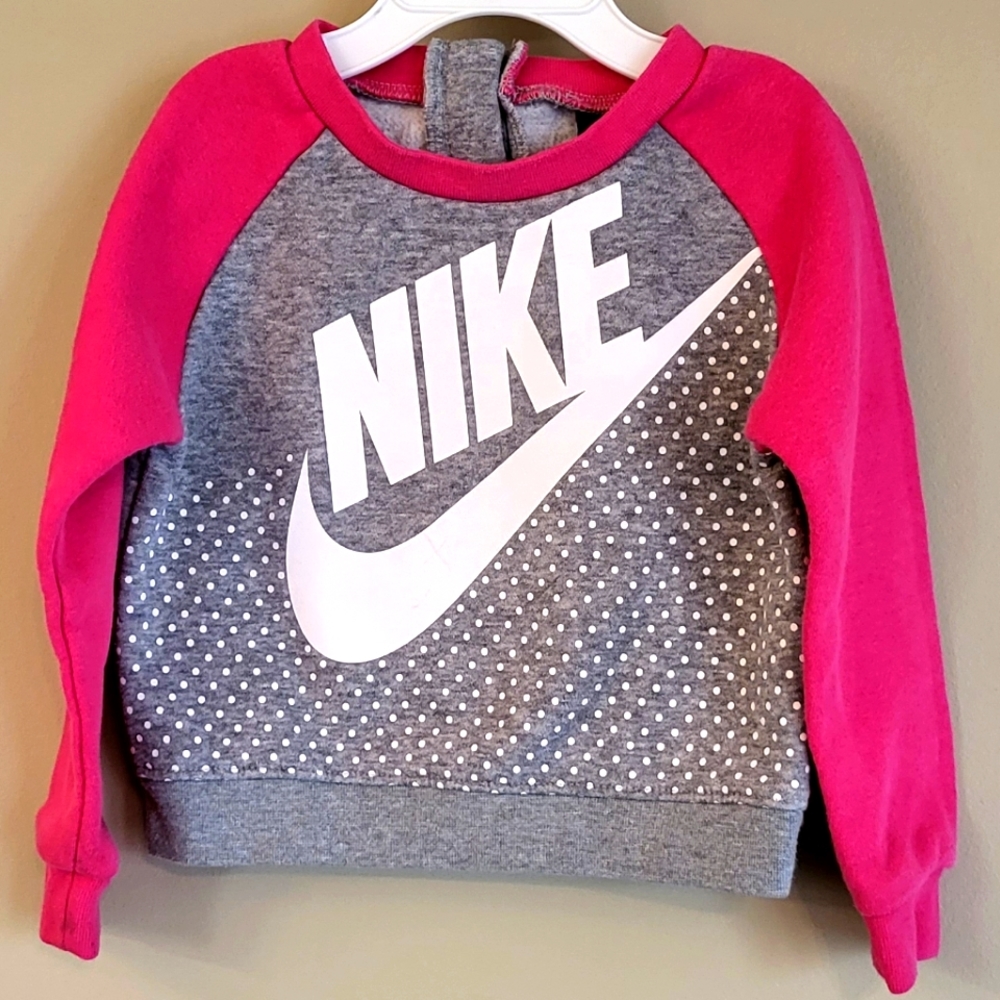 Nike grey/pink crew neck sweatshirt